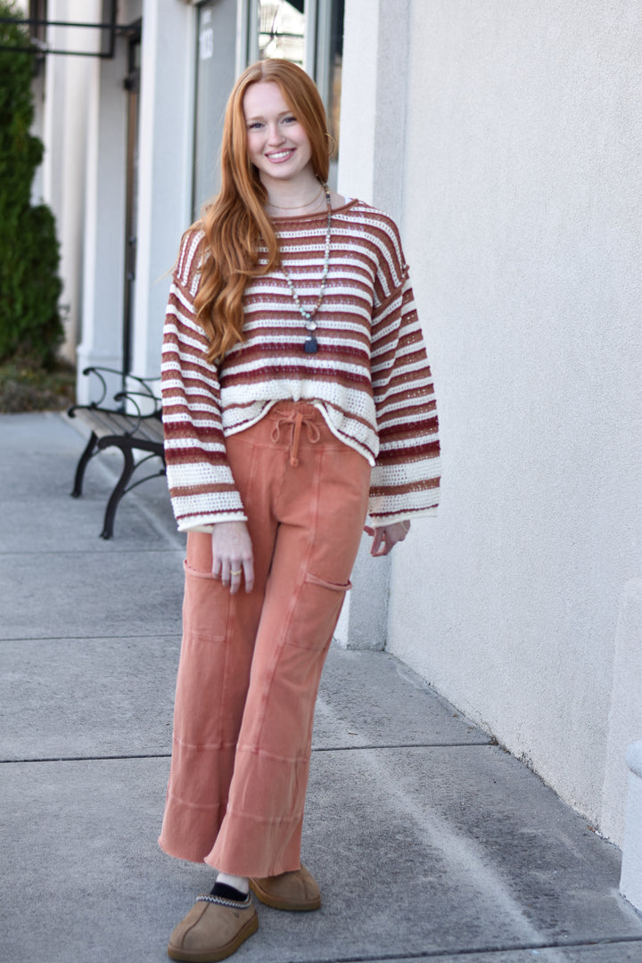 Sunset Stripe Crochet Sweater