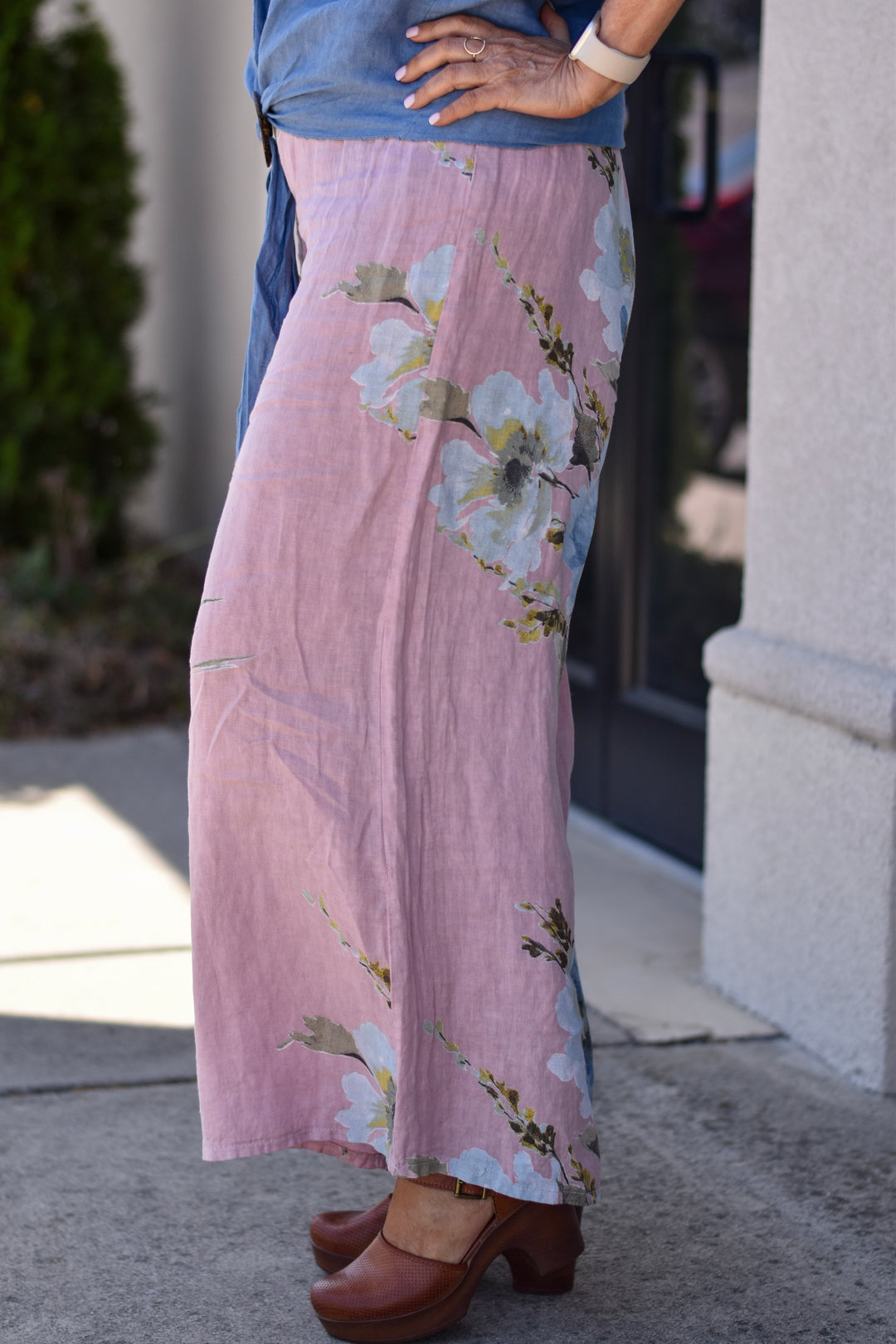 Tempo Paris Floral Linen Smocked Pants