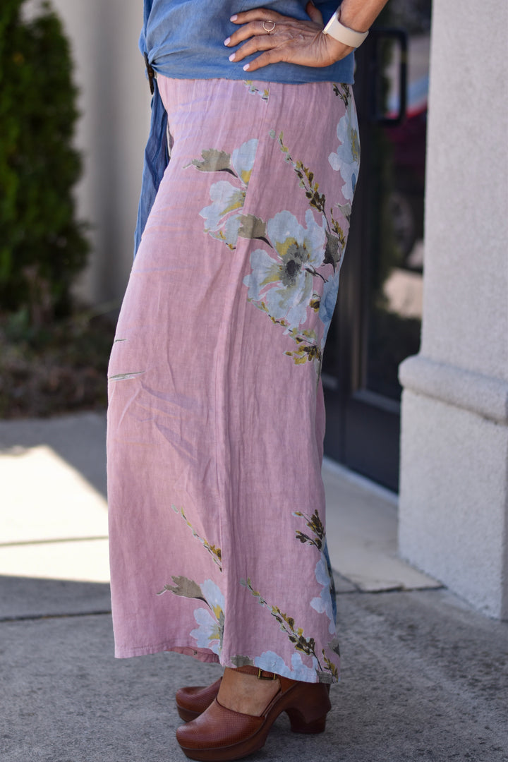 Tempo Paris Floral Linen Smocked Pants