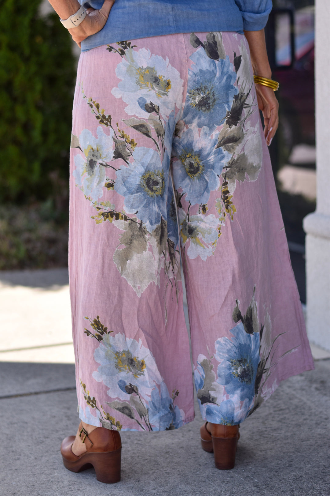 Tempo Paris Floral Linen Smocked Pants