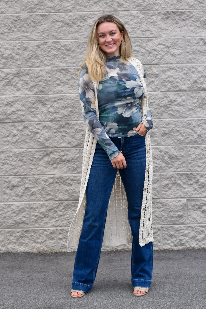 Printed Mesh Fitted Top