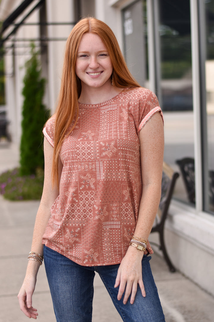 Paisley Knit Print Tee