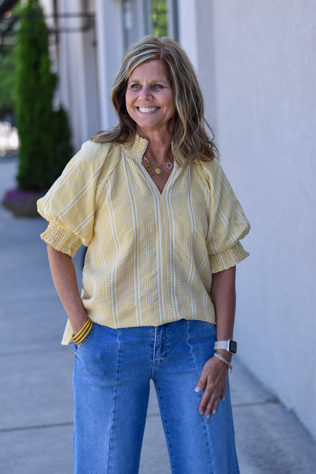 Sunny Days Ruffle Stripe Top
