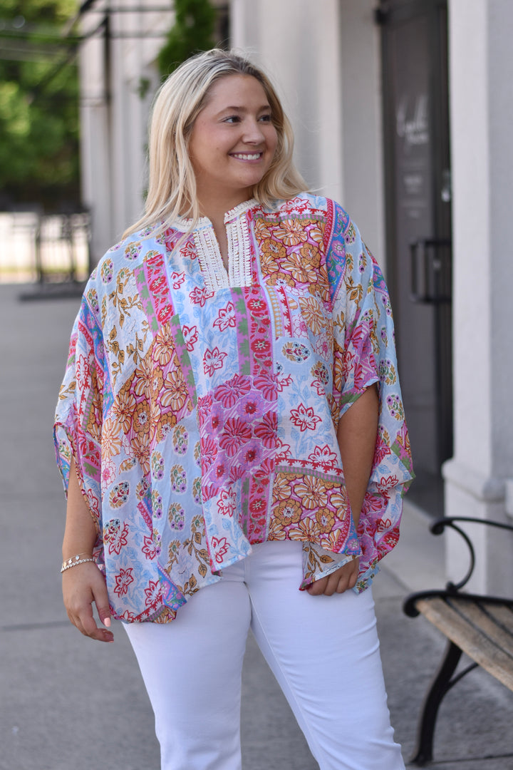 Patchwork Dolman Sleeve Top