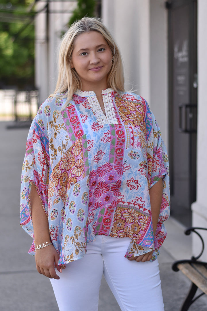 Patchwork Dolman Sleeve Top