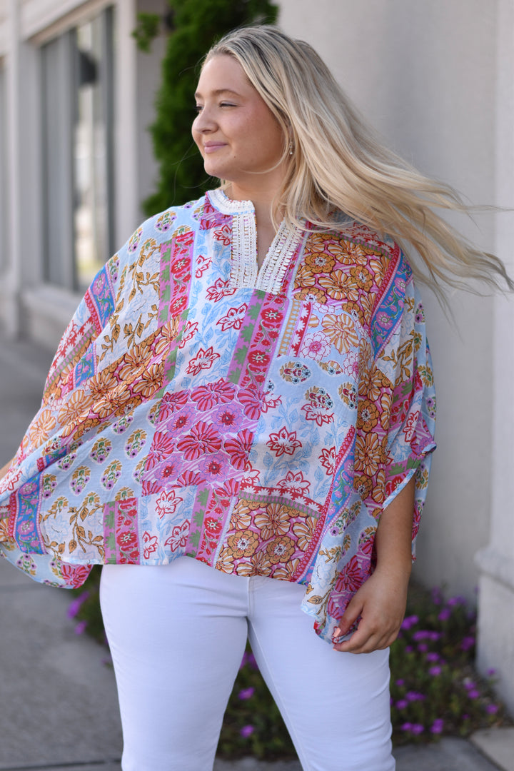 Patchwork Dolman Sleeve Top