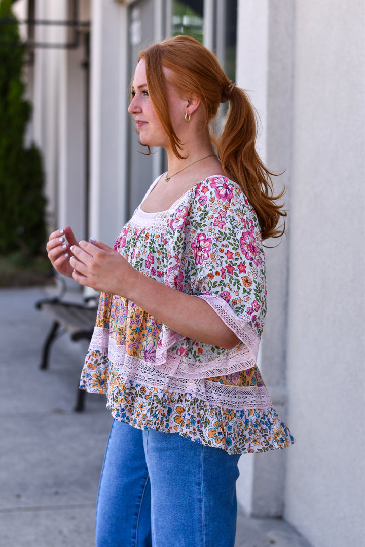 Floral Patchwork Lace Blouse