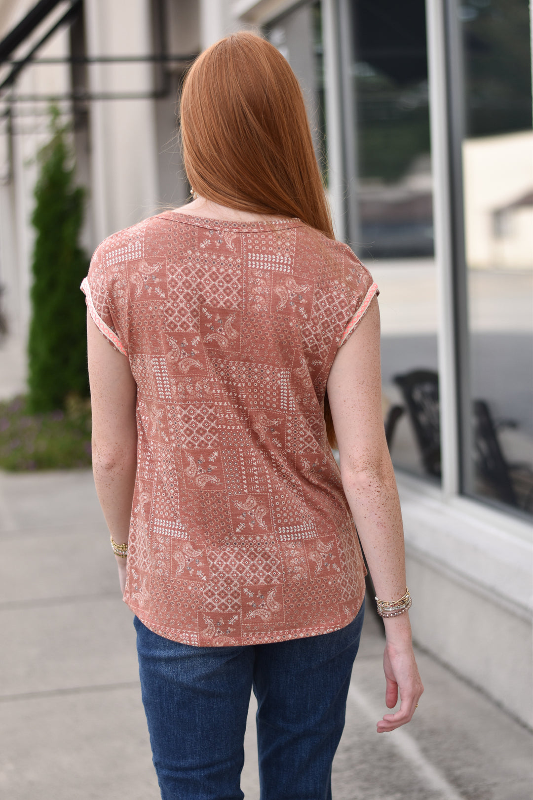 Paisley Knit Print Tee