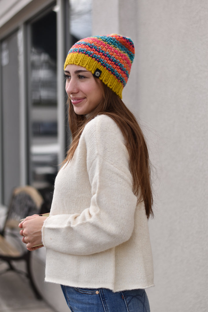 Natural Life Chunky Striped Beanie