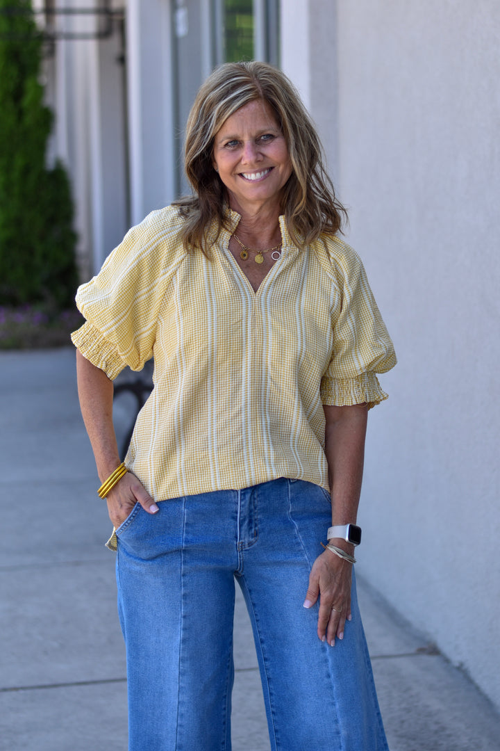 Sunny Days Ruffle Stripe Top
