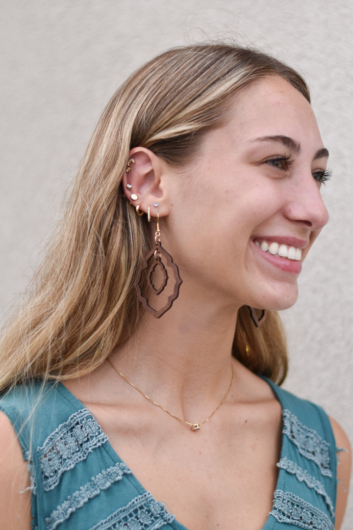 Boho Filigree Wood Earrings