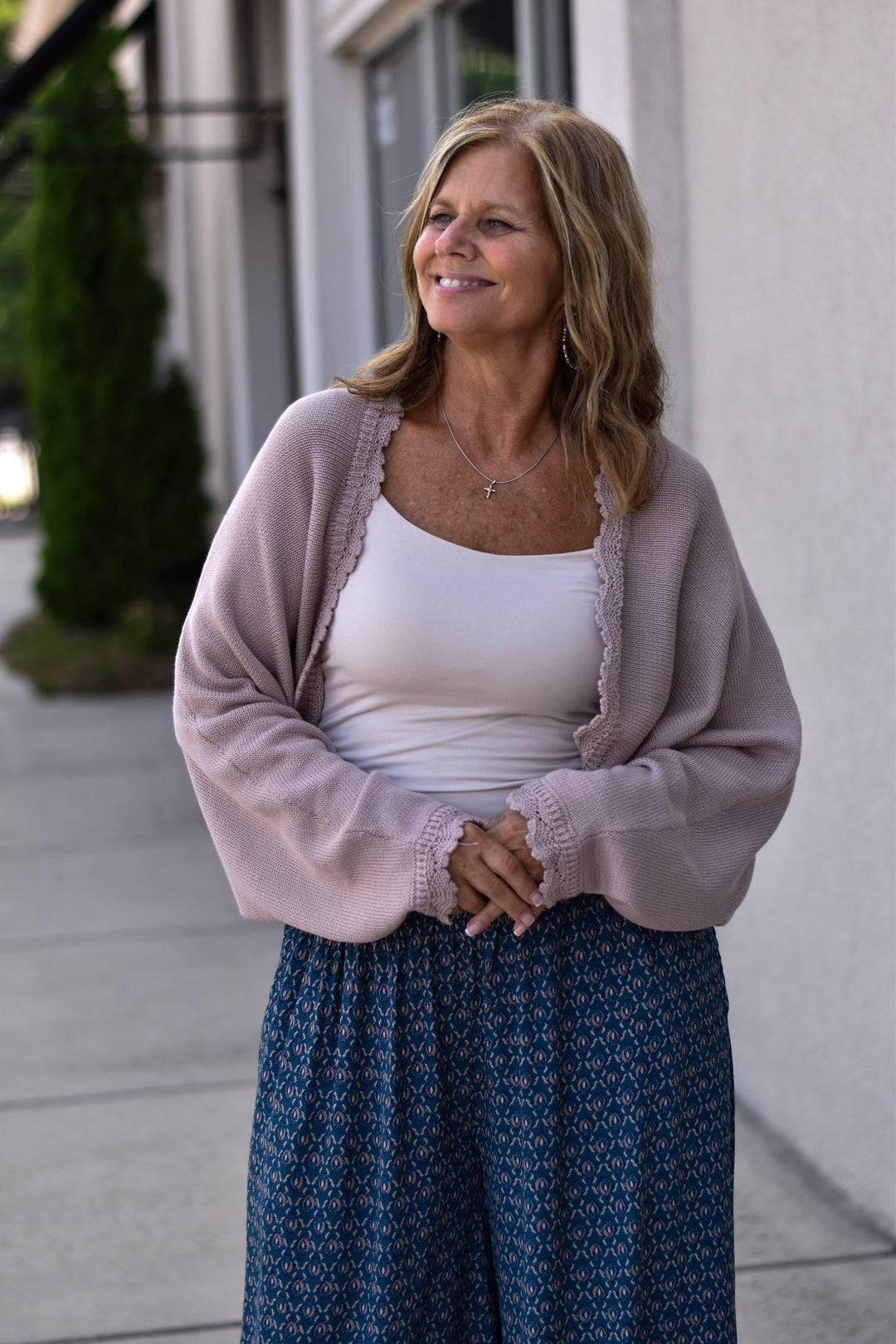 Easel's Scallop Dream Crop Sweater Cardigan