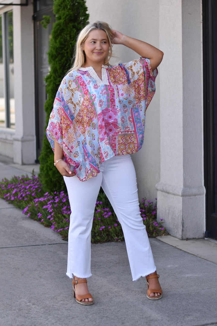 Patchwork Dolman Sleeve Top