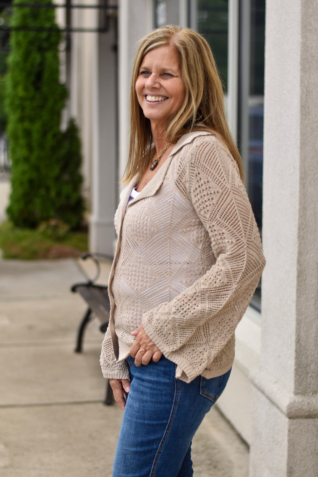 Sweet Nothings Pointelle Bell-Sleeve Cardigan