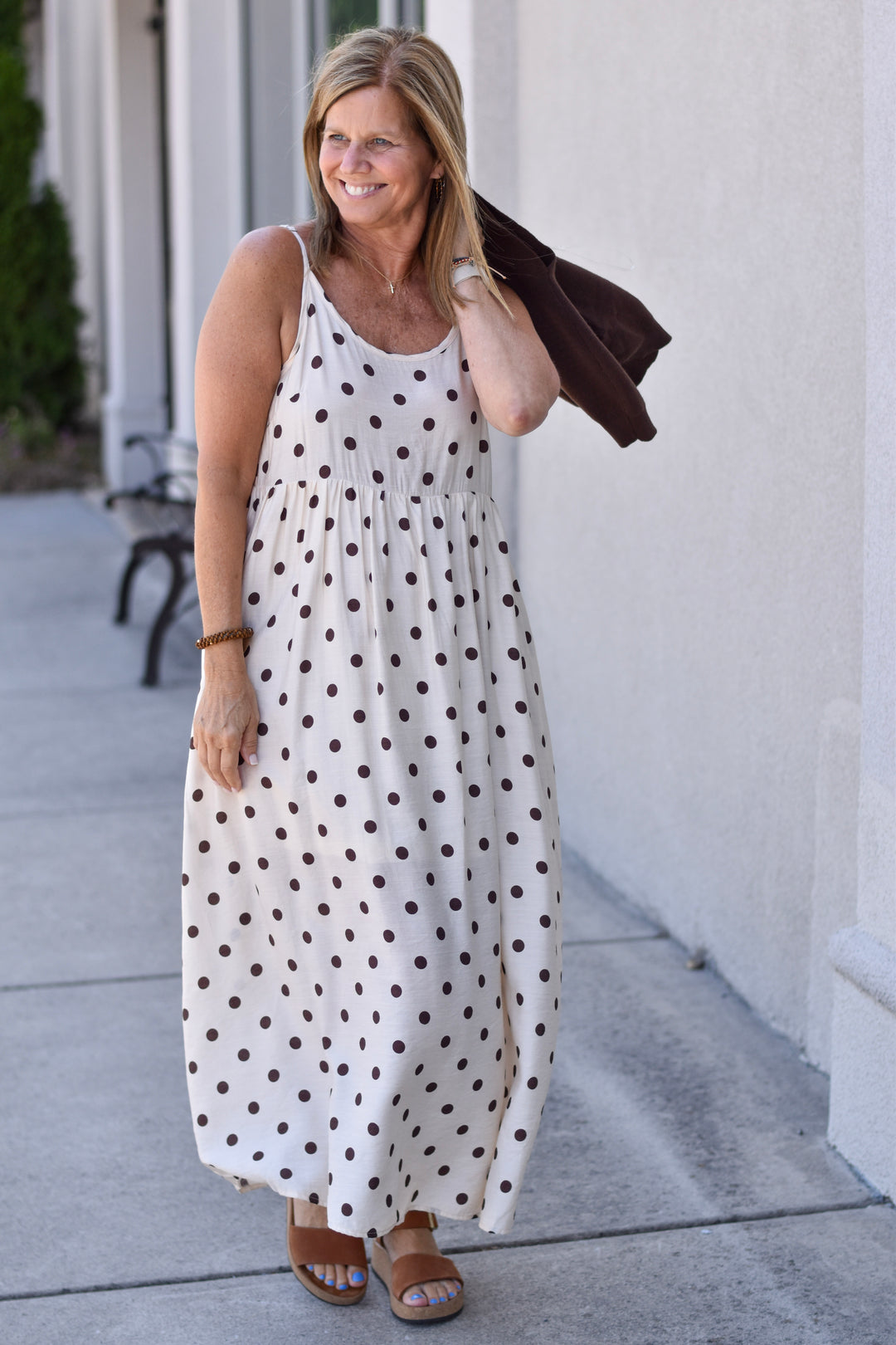Entro Layered Grace Polka Dot Midi Dress