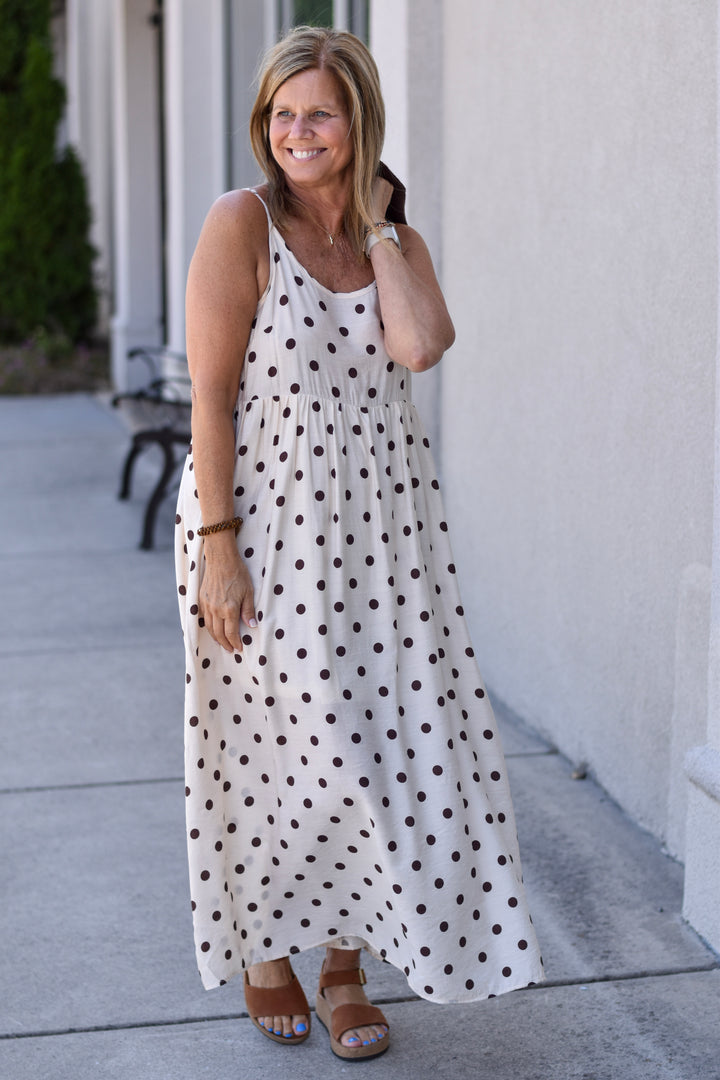 Entro Layered Grace Polka Dot Midi Dress