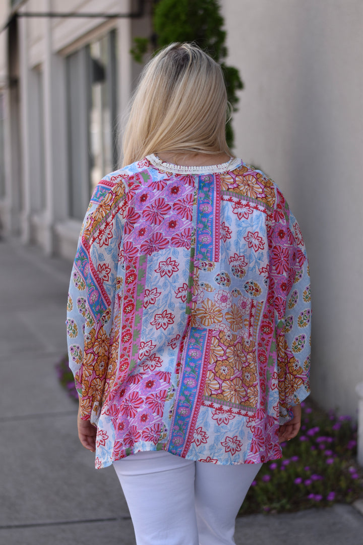 Patchwork Dolman Sleeve Top