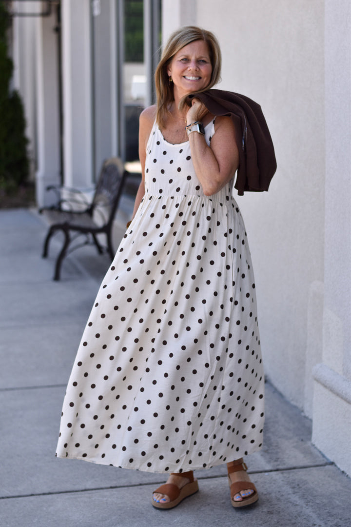 Entro Layered Grace Polka Dot Midi Dress