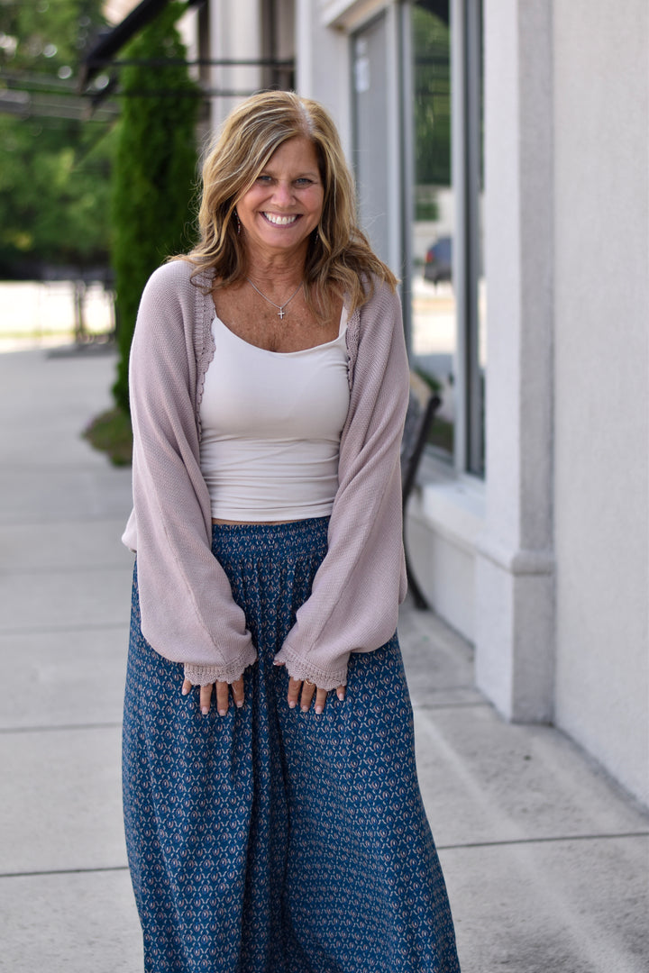 Easel's Scallop Dream Crop Sweater Cardigan
