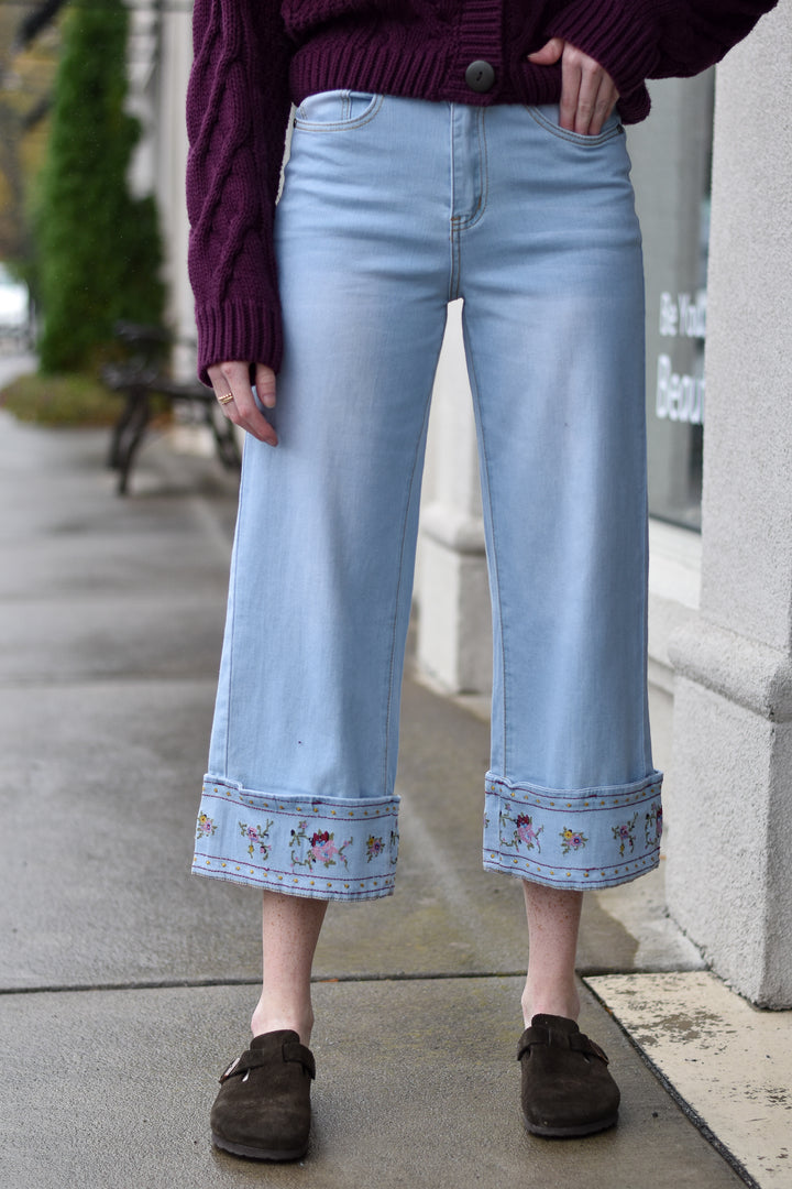 Bloom Border Crop Jeans