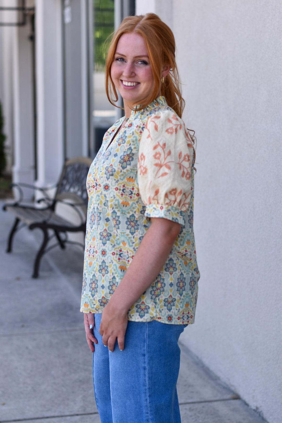 Boho Embroidered Sleeves Blouse
