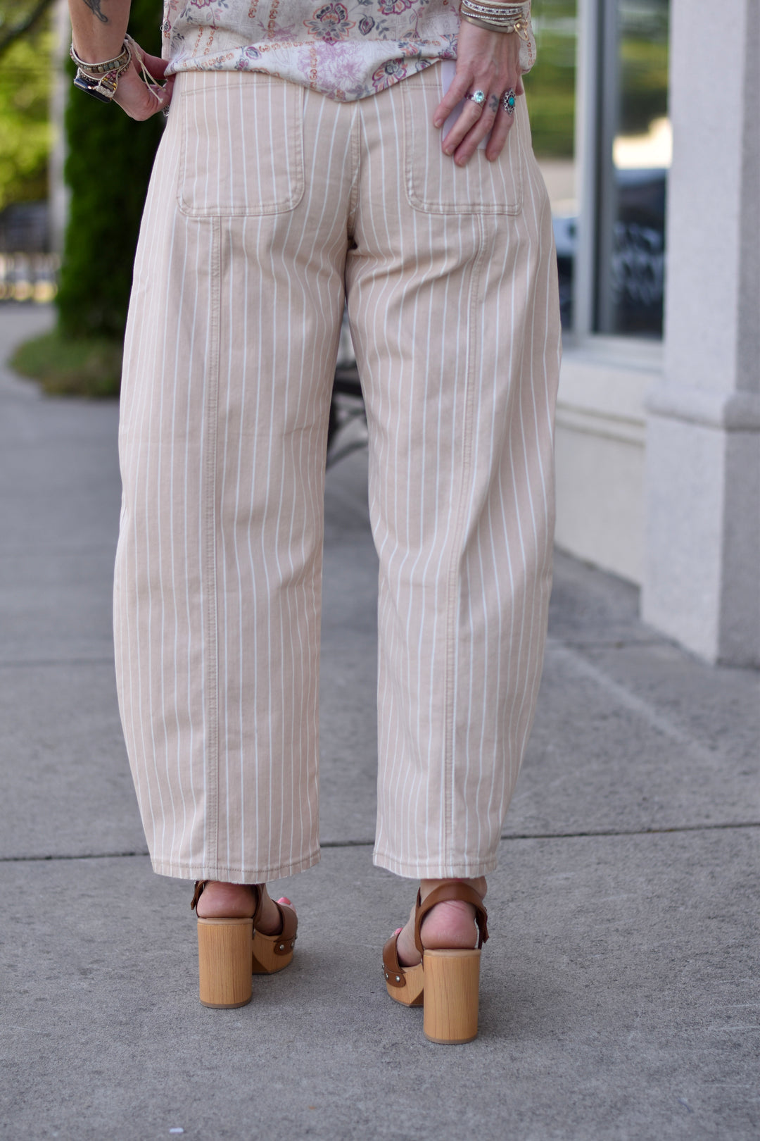 Vervet High Rise Striped Barrel Jeans