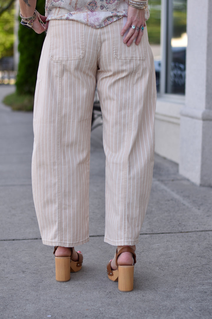 Vervet High Rise Striped Barrel Jeans