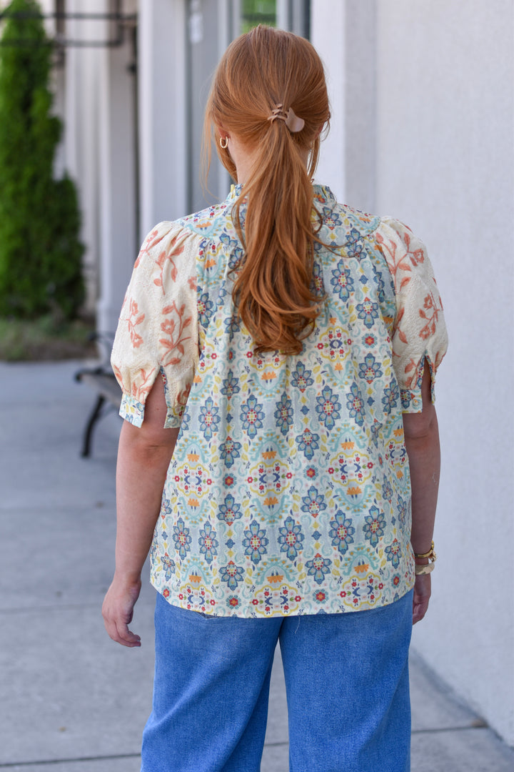 Boho Embroidered Sleeves Blouse