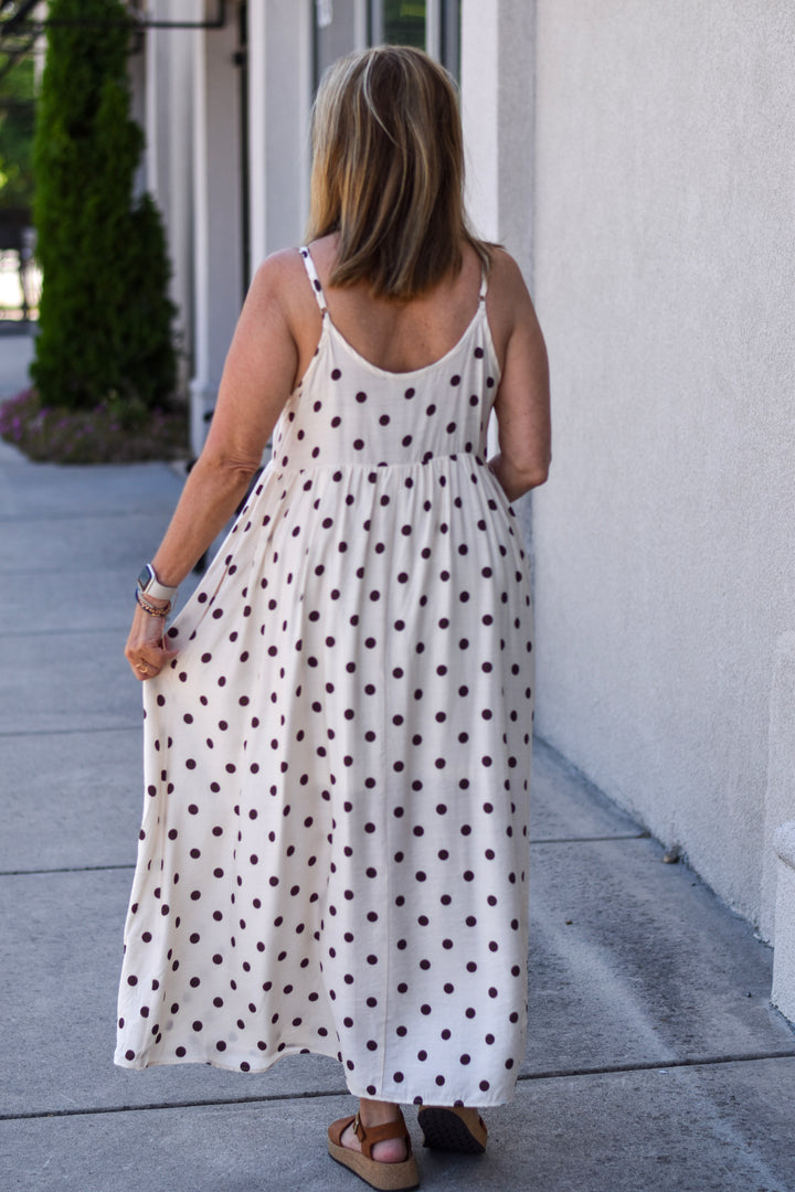 Entro Layered Grace Polka Dot Midi Dress
