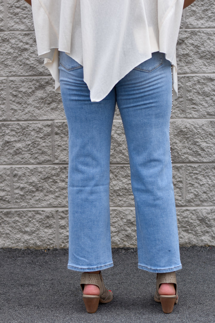 Lovervet Luna Stud Slim Wide Jeans