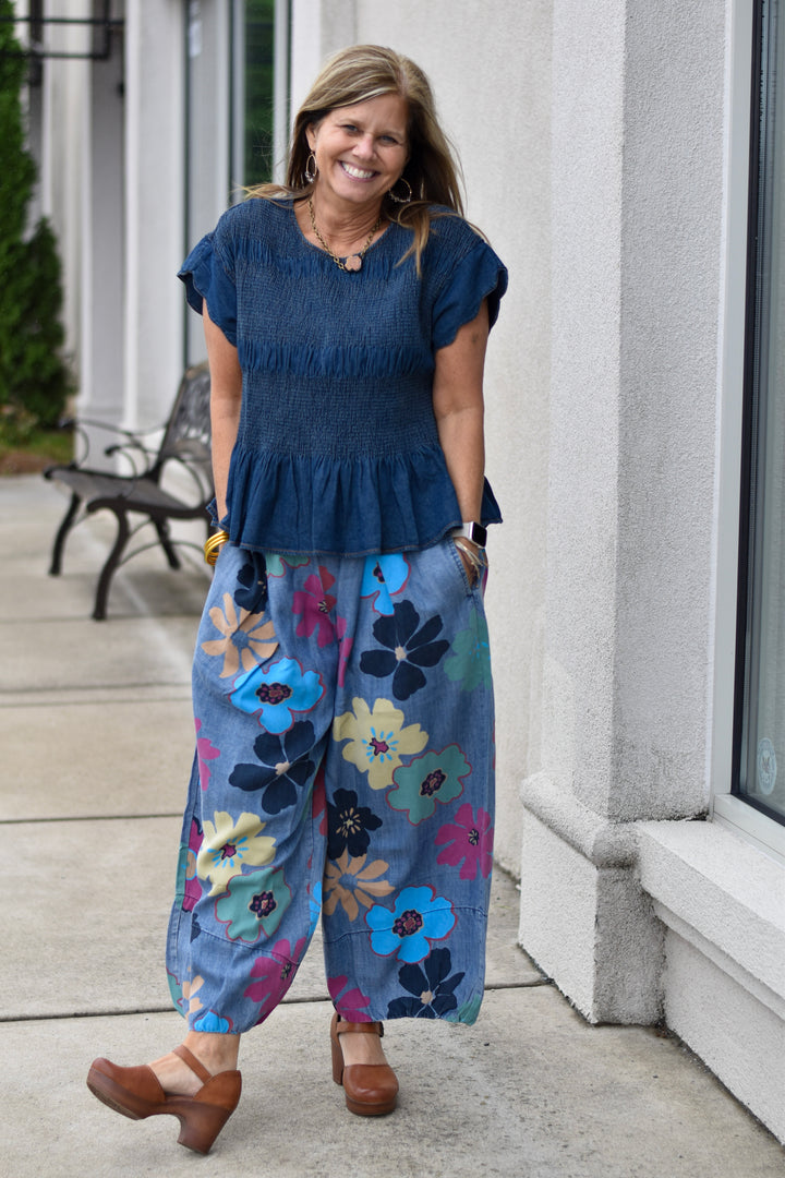 Easel's Flower Denim Pants
