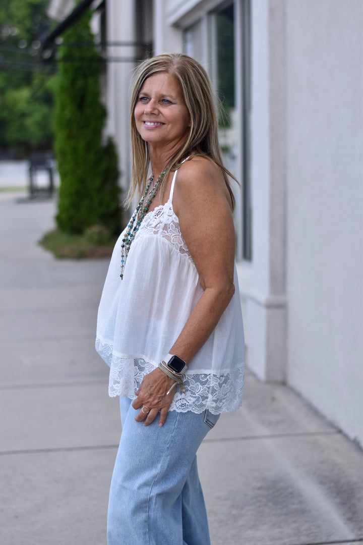 Boho Lace Trim V-Neck Cami