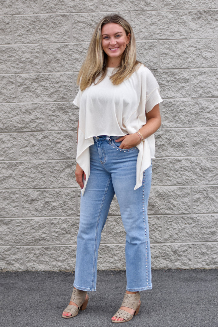 Lovervet Luna Stud Slim Wide Jeans