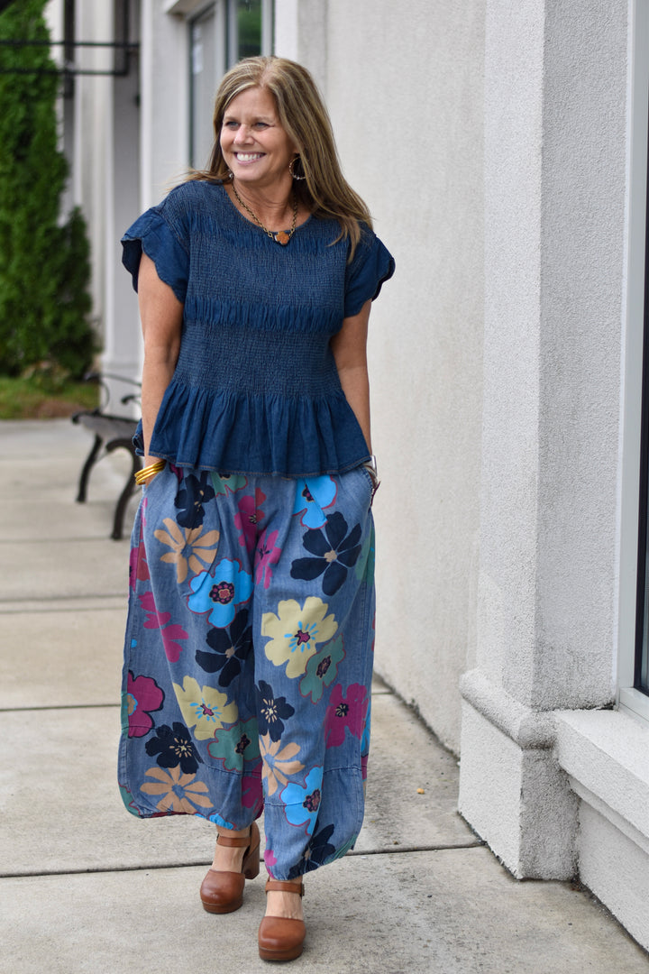 Easel's Flower Denim Pants