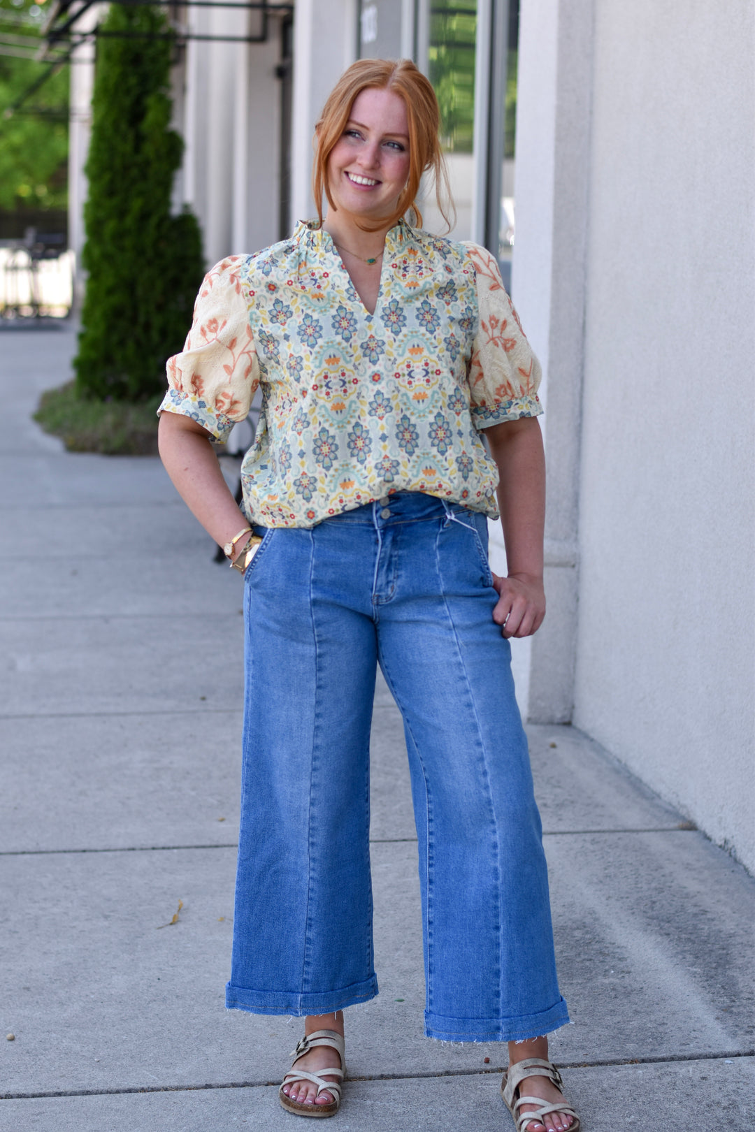 Boho Embroidered Sleeves Blouse