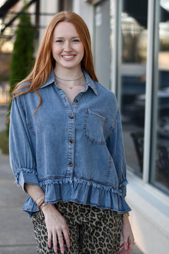 Tencel Vintage Ruffle Top