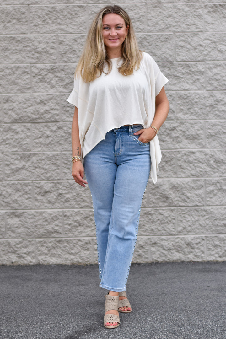 Lovervet Luna Stud Slim Wide Jeans