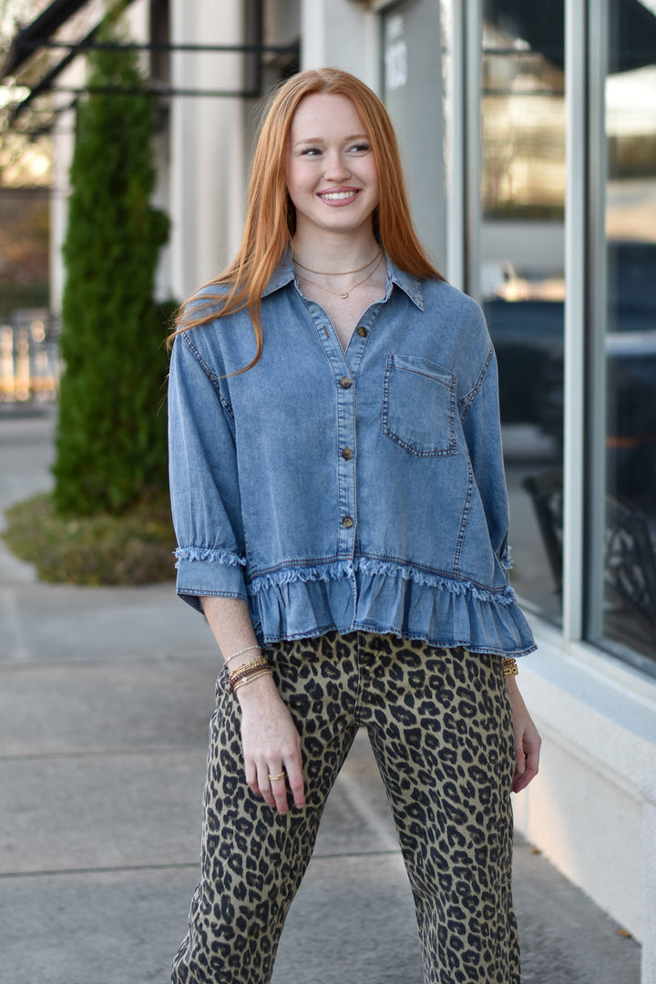 Tencel Vintage Ruffle Top