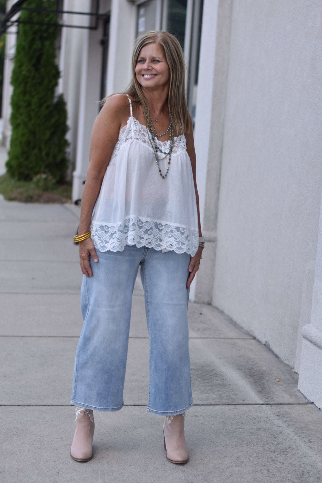 Boho Lace Trim V-Neck Cami