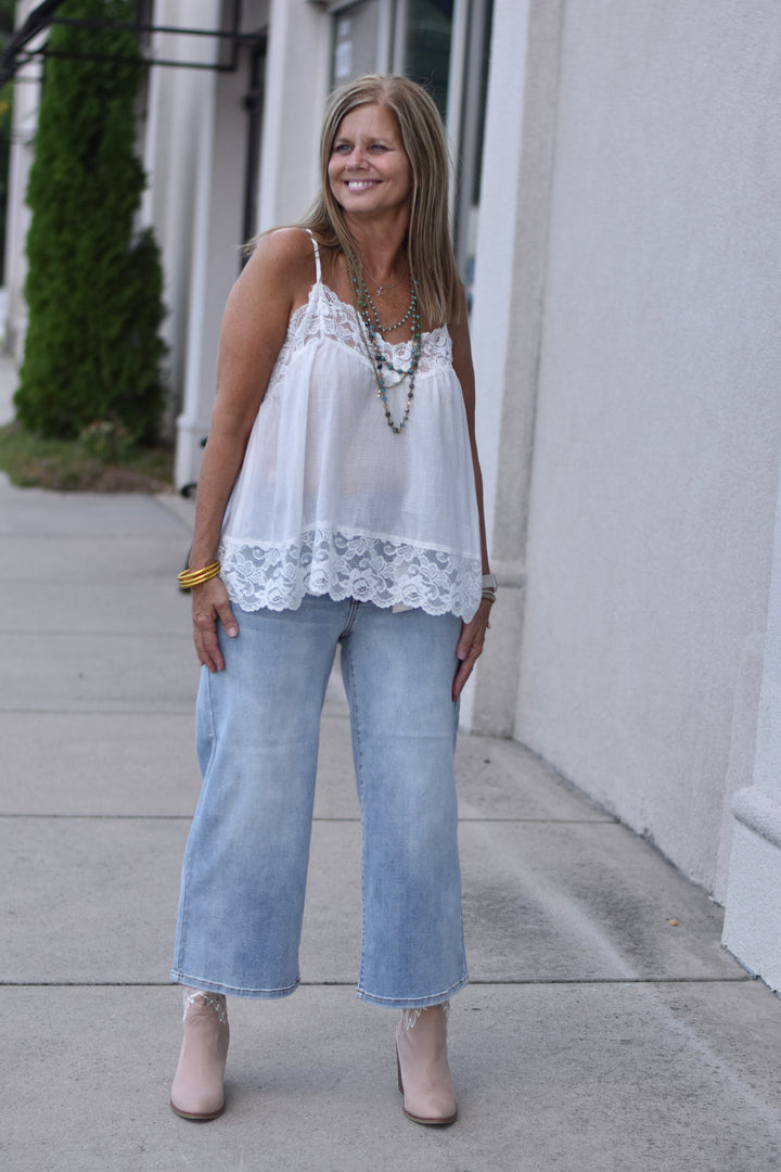 Boho Lace Trim V-Neck Cami