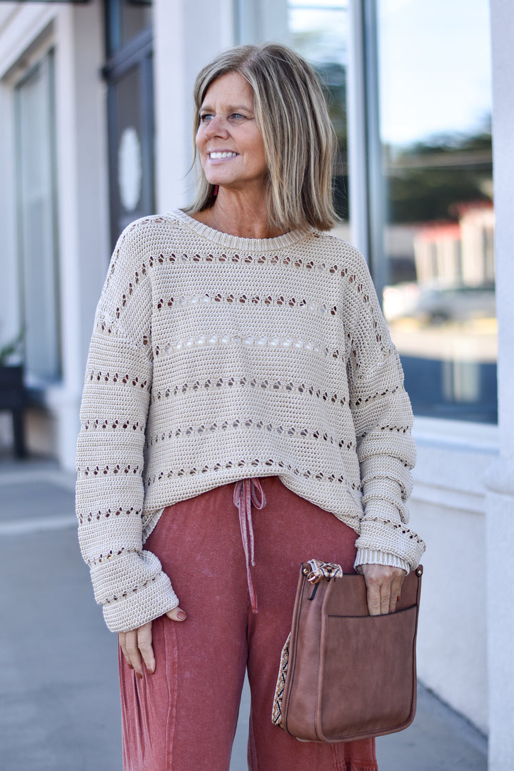 Pointelle Pattern Sweater