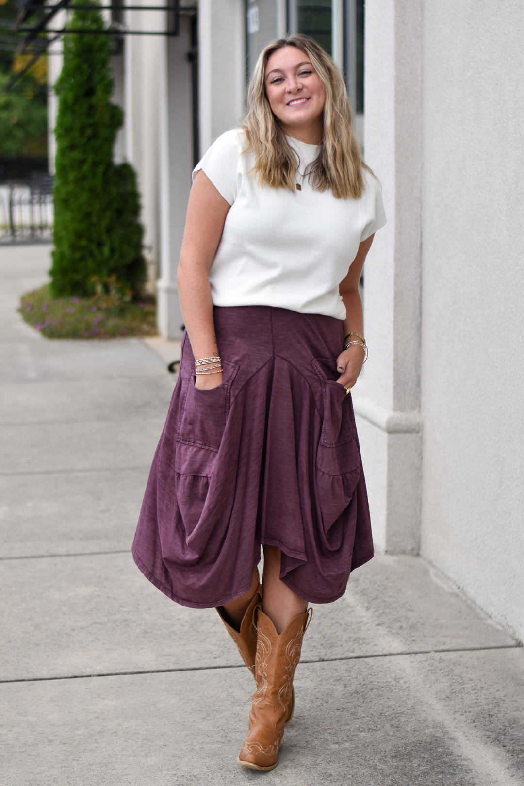 Tempo Paris Bubble Skirt-Plum