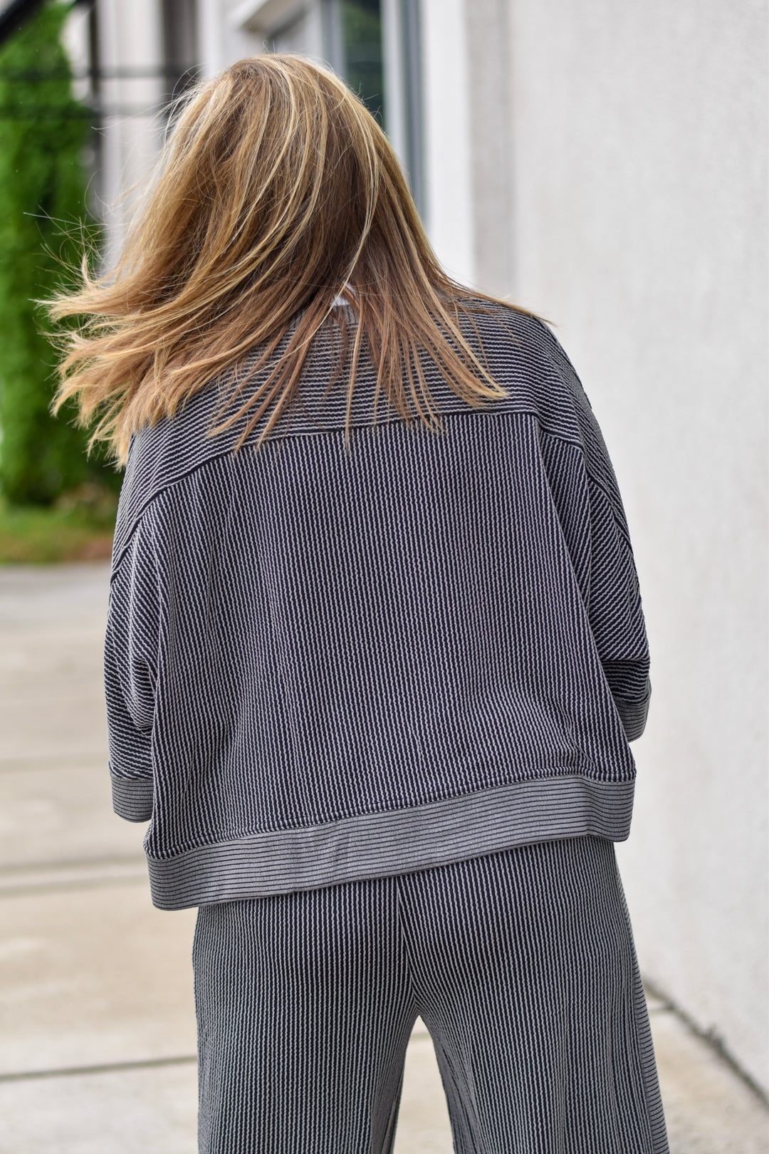 Charcoal Wave Knit Top