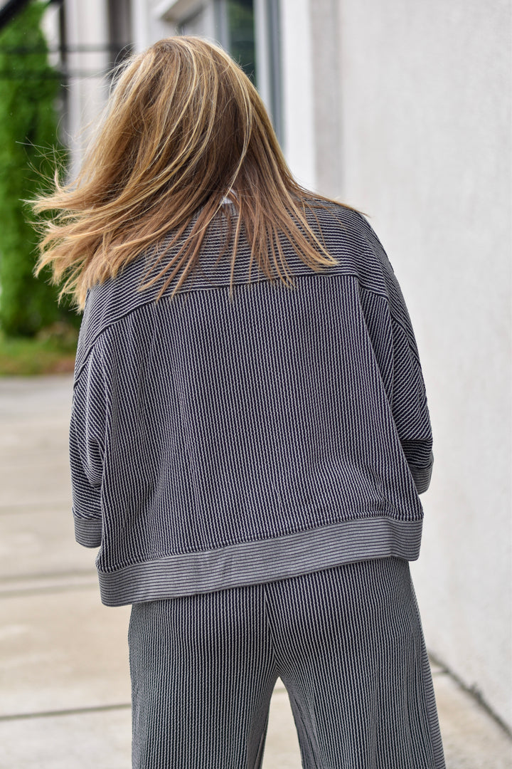 Charcoal Wave Knit Top