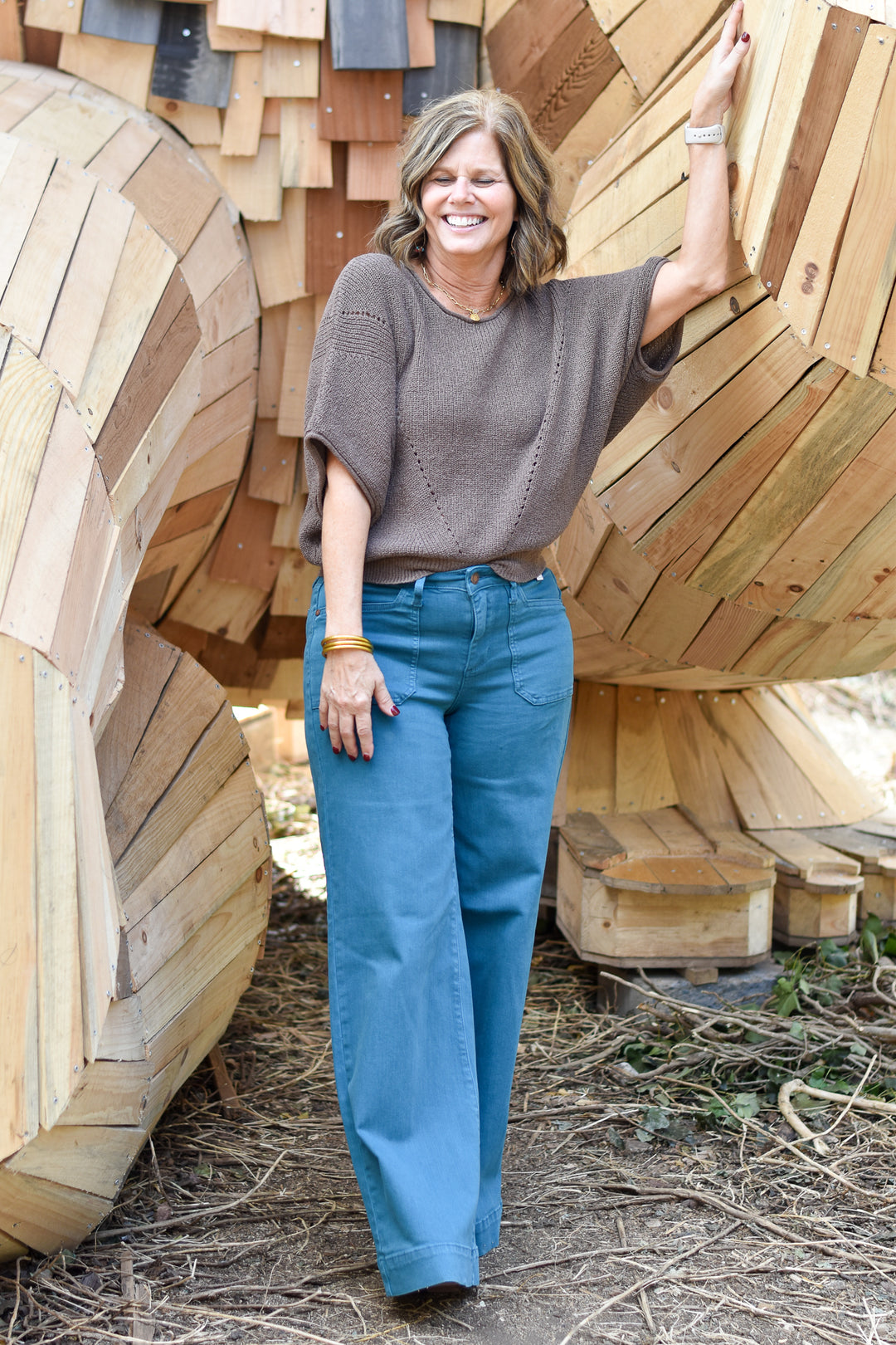 Judy Blue Teal Utility Wide Leg Jeans