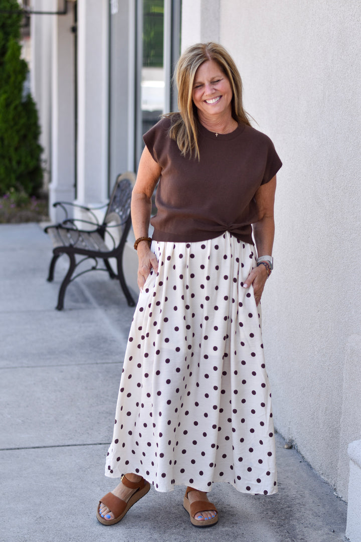 Entro Layered Grace Polka Dot Midi Dress