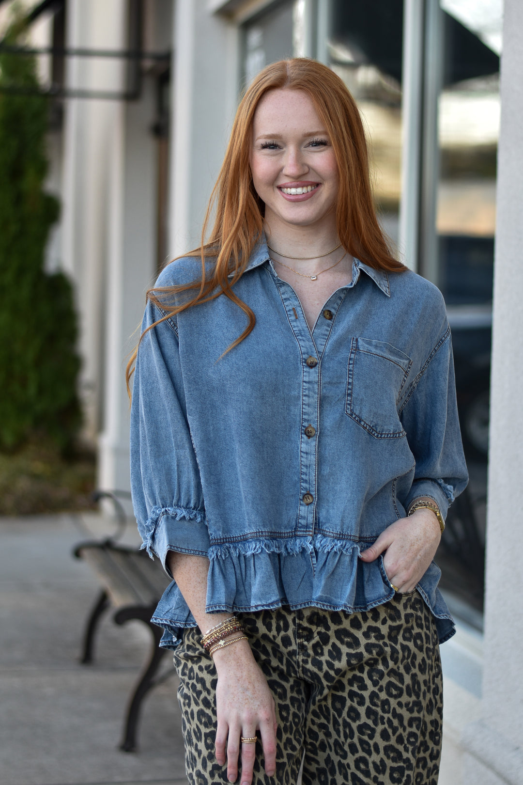 Tencel Vintage Ruffle Top