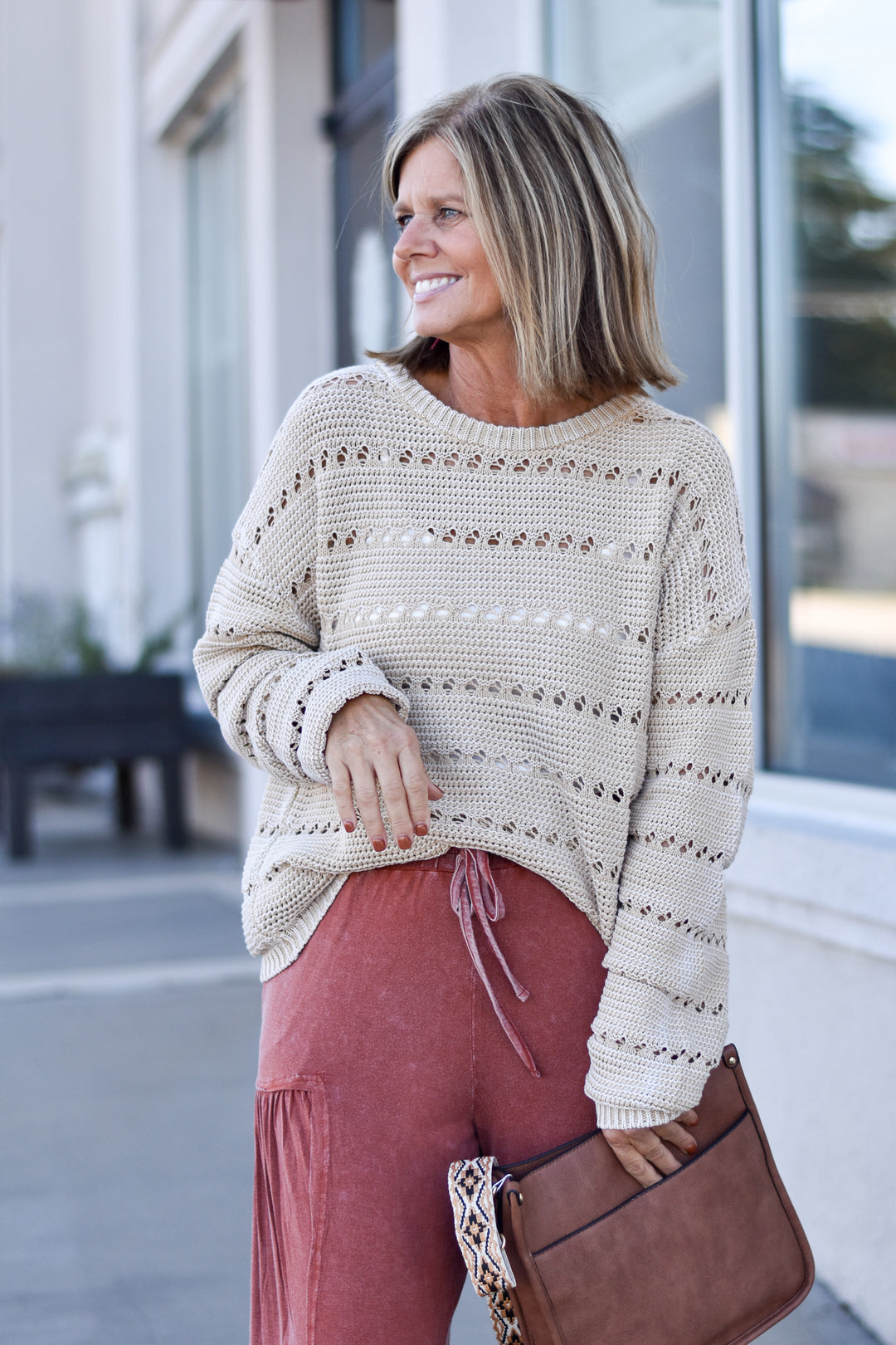 Pointelle Pattern Sweater