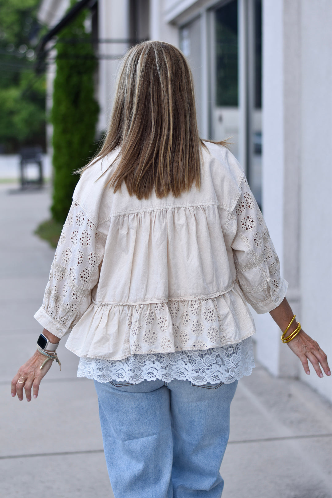 Prairie Lace Eyelet Ruffle Blouse