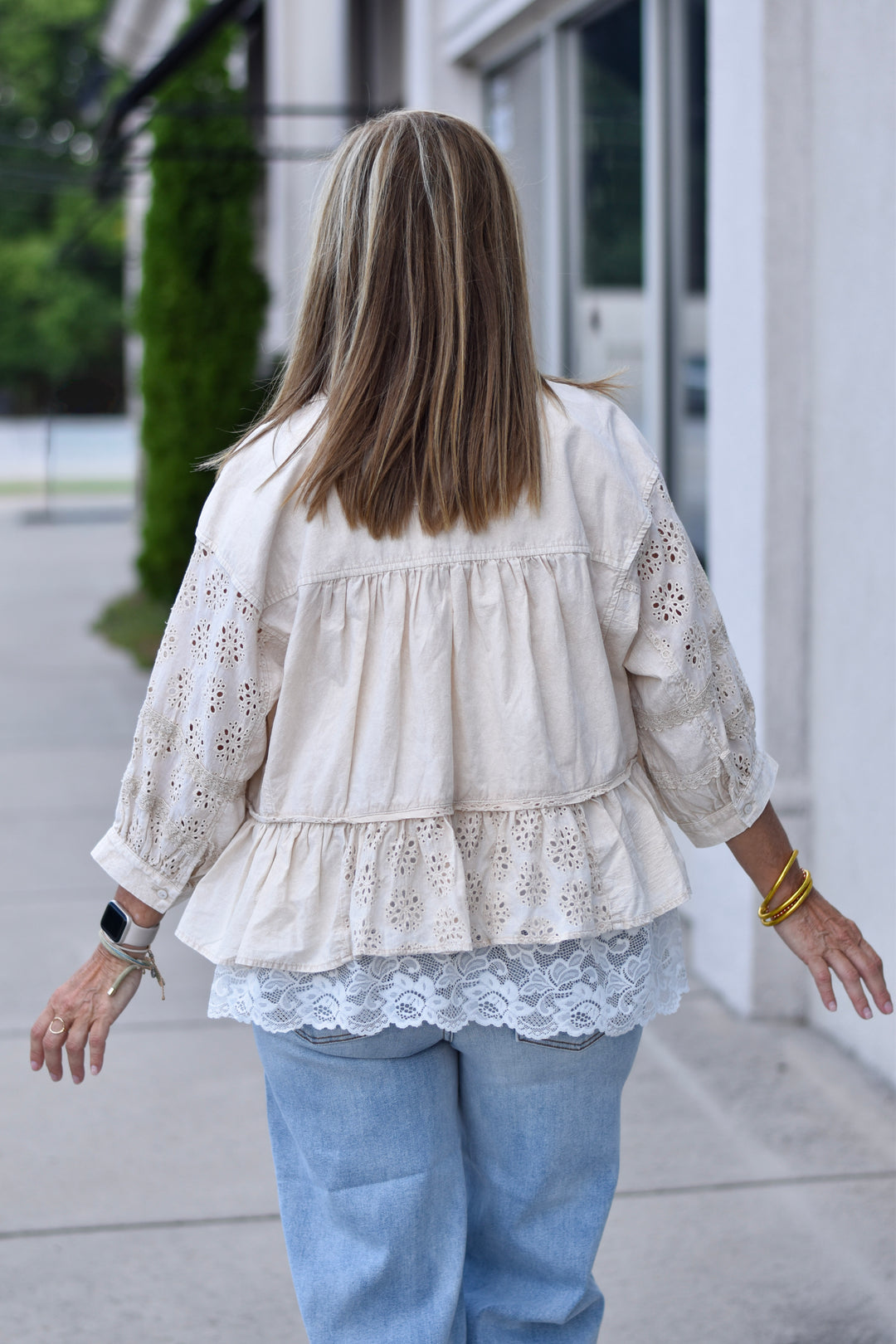 Prairie Lace Eyelet Ruffle Blouse